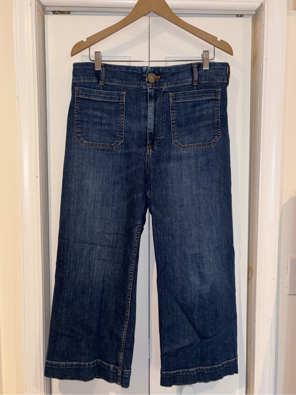 Maeve Colette High‑Rise Wide‑Leg Cropped Jeans 31 Petite